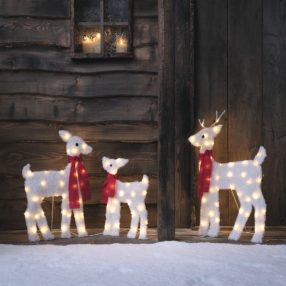 3er Set verschneite 2D LED-Rentierfamilie