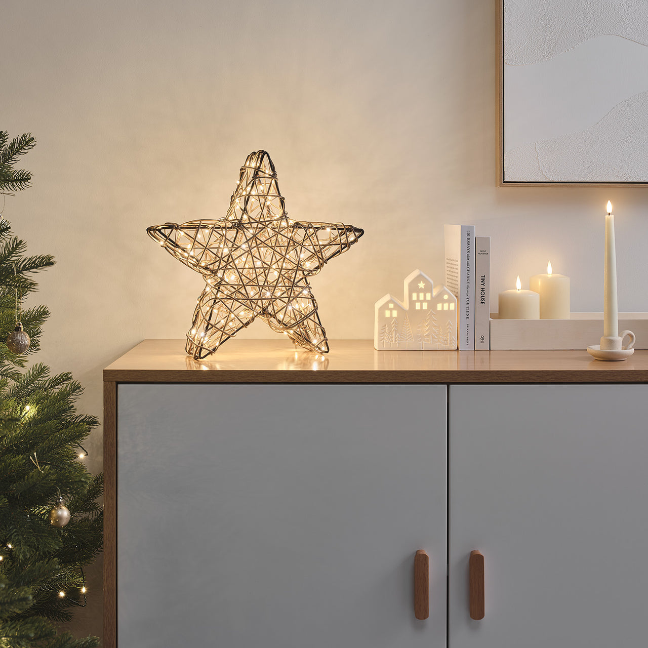 35cm Studley Rattan-LED-Stern