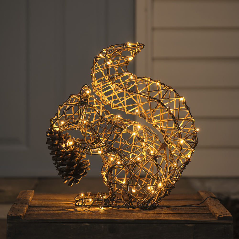 Sherwood Rattan LED-Gartenfigur Eichhörnchen mit 60 LEDs und Timer
