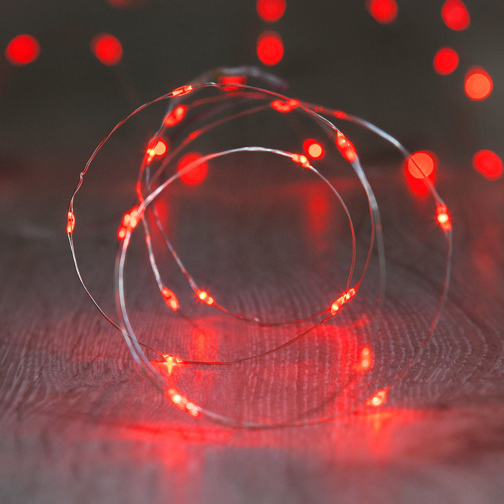 20er LED Micro Lichterkette rot batteriebetrieben
