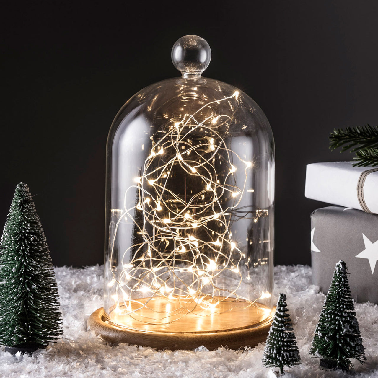 Batteriebetriebene 50er Mikro-LED-Lichterkette in Warmweiß für Innen & Außen