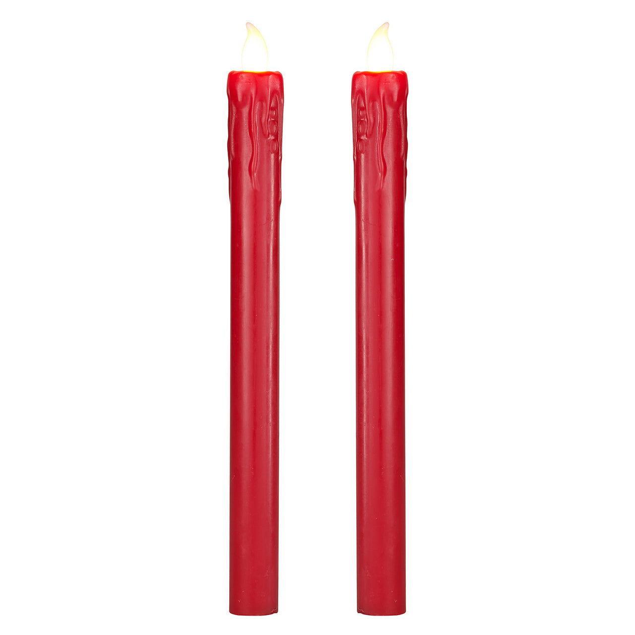 2er Set LED Tafelkerzen Echtwachs Rot