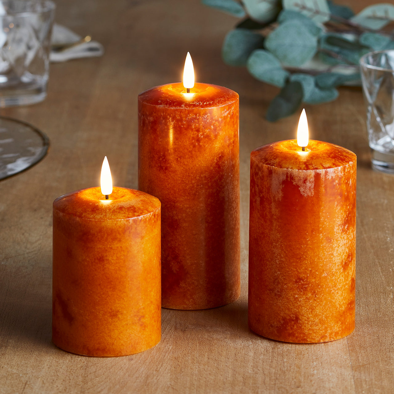 TruGlow® LED Kerzen Echtwachs Trio orange
