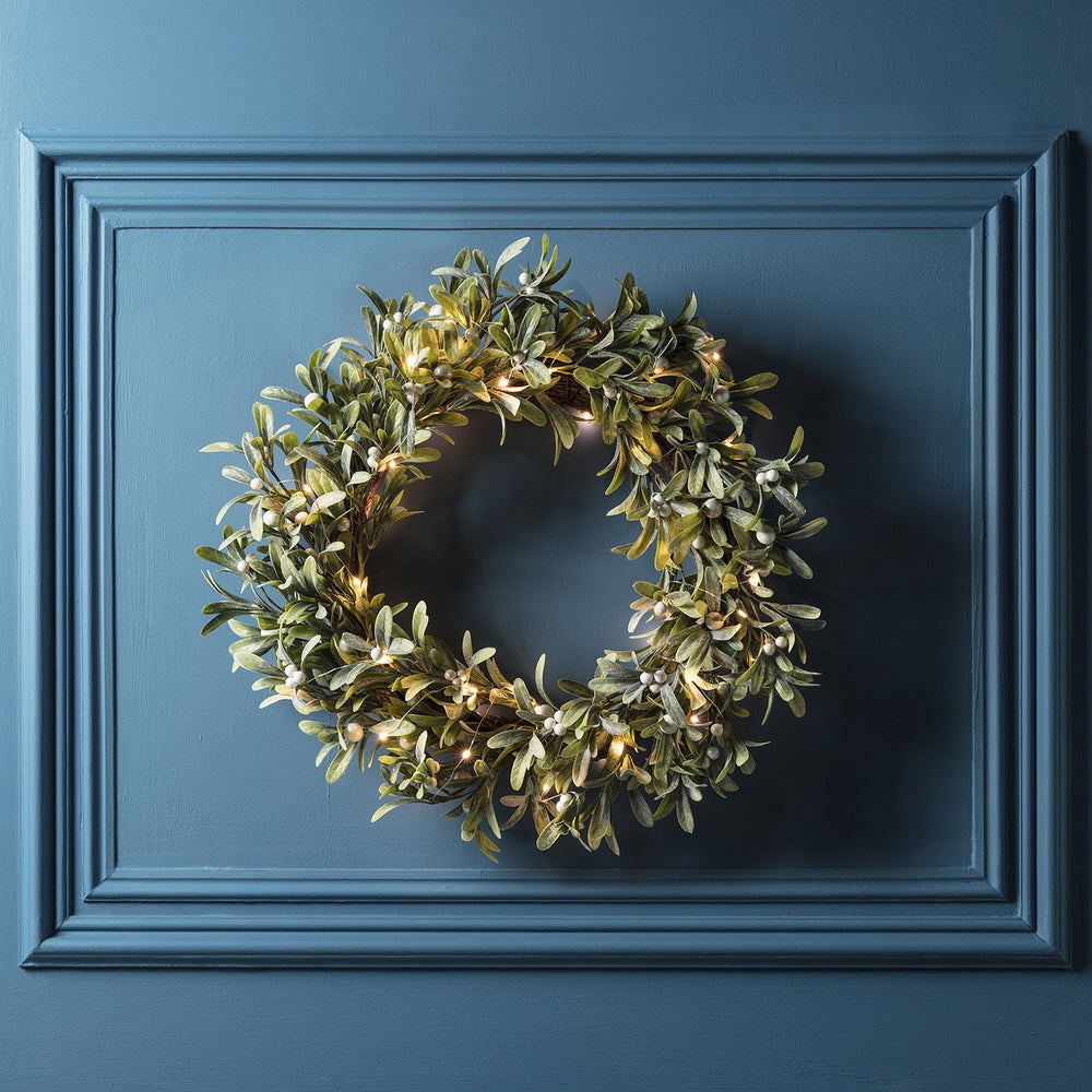 Mistelzweig Weihnachtskranz mit Micro Lichterkette