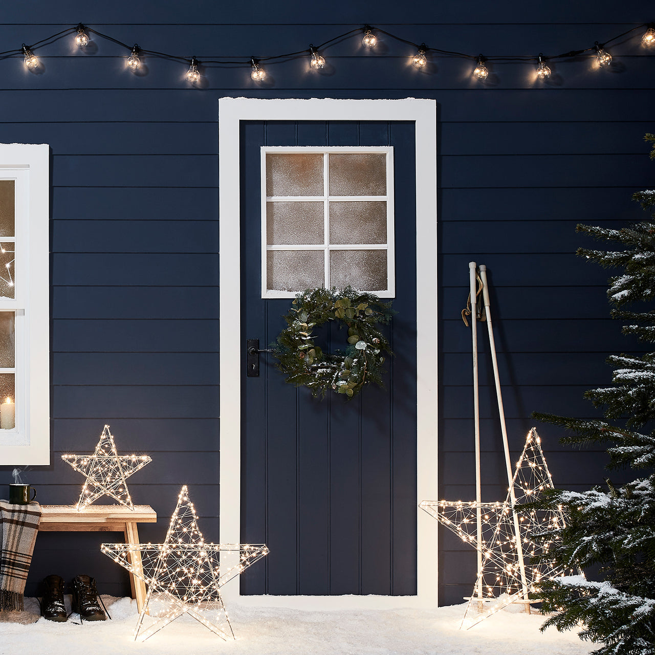 3er Set LED Sterne Weihnachtsdeko außen