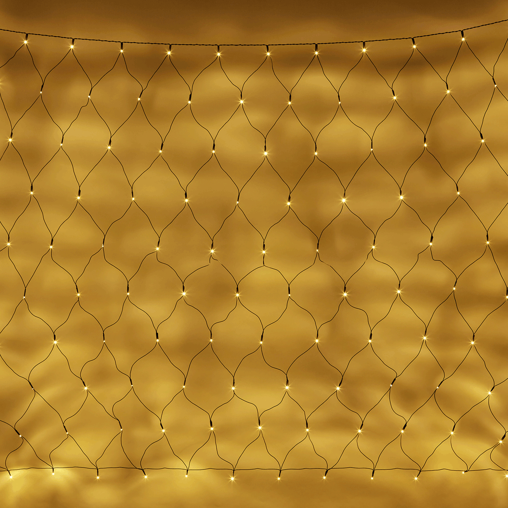 140er LED Lichternetz warmweiß grünes Kabel 2m x 1,5m