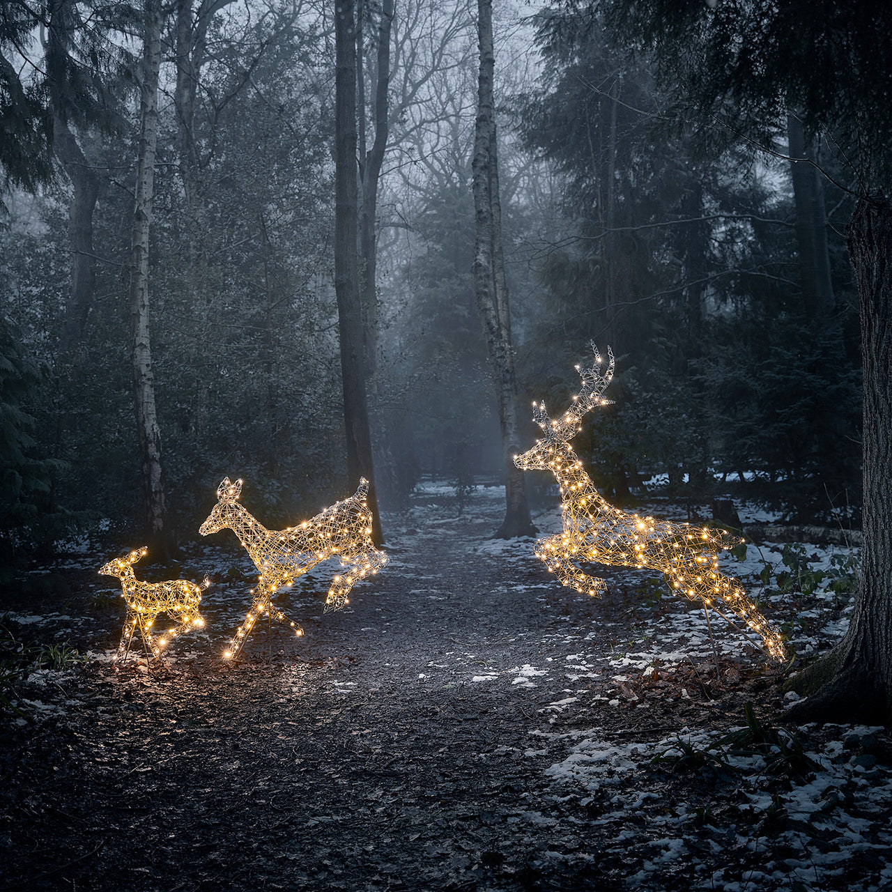 3er Set springende LED-Rentierfamilie L Harlow