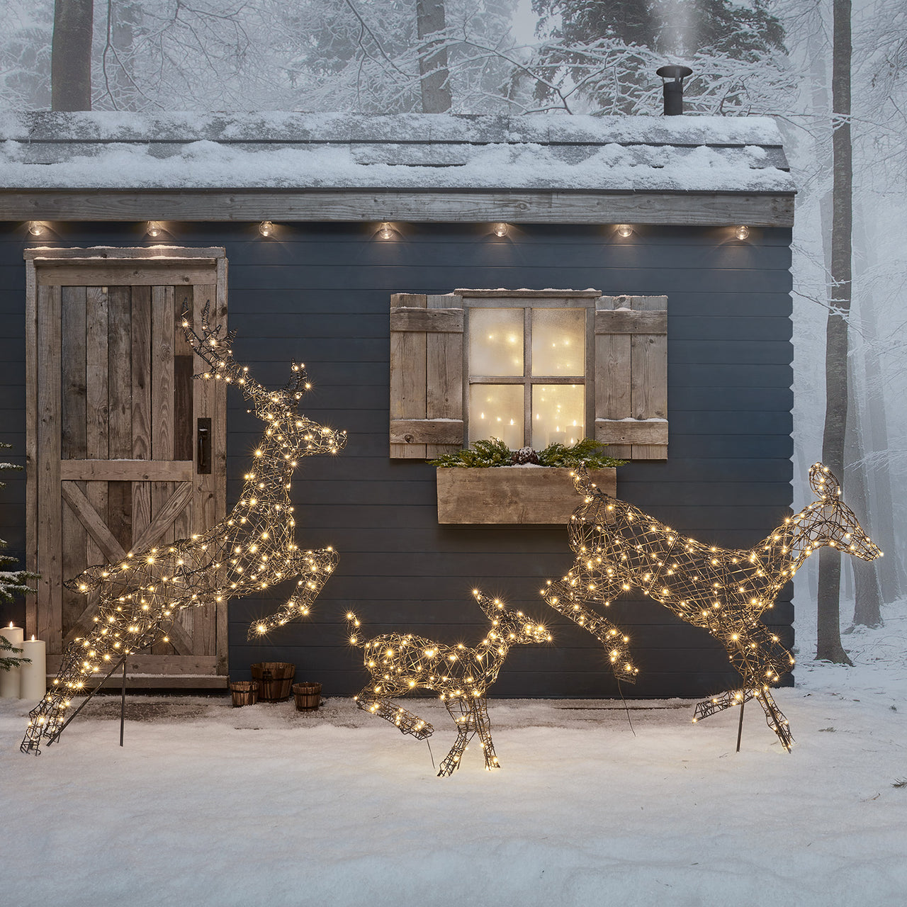 3er Set springende LED-Rentierfamilie L Harlow