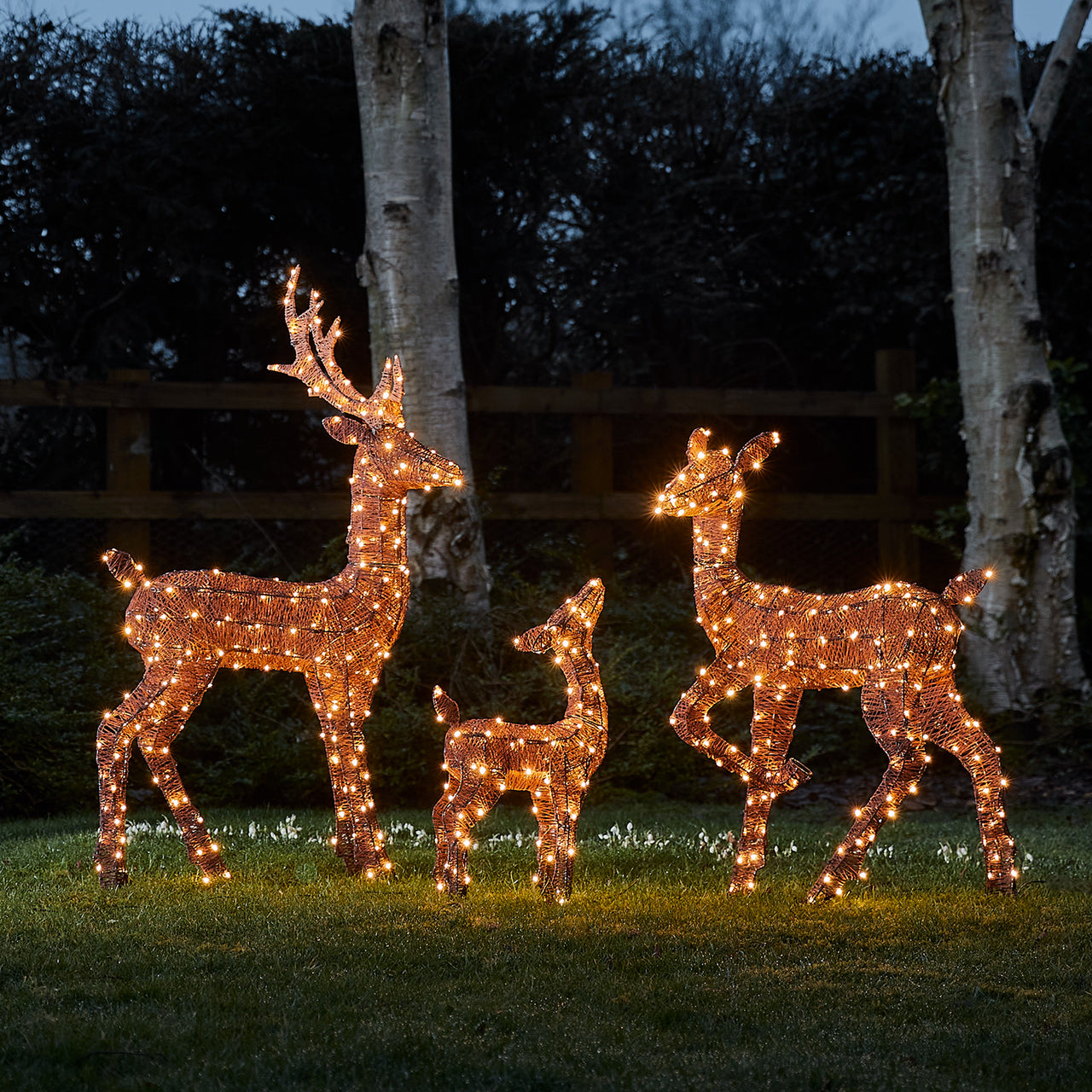 3er Set braune LED-Rentierfamilie Harewood