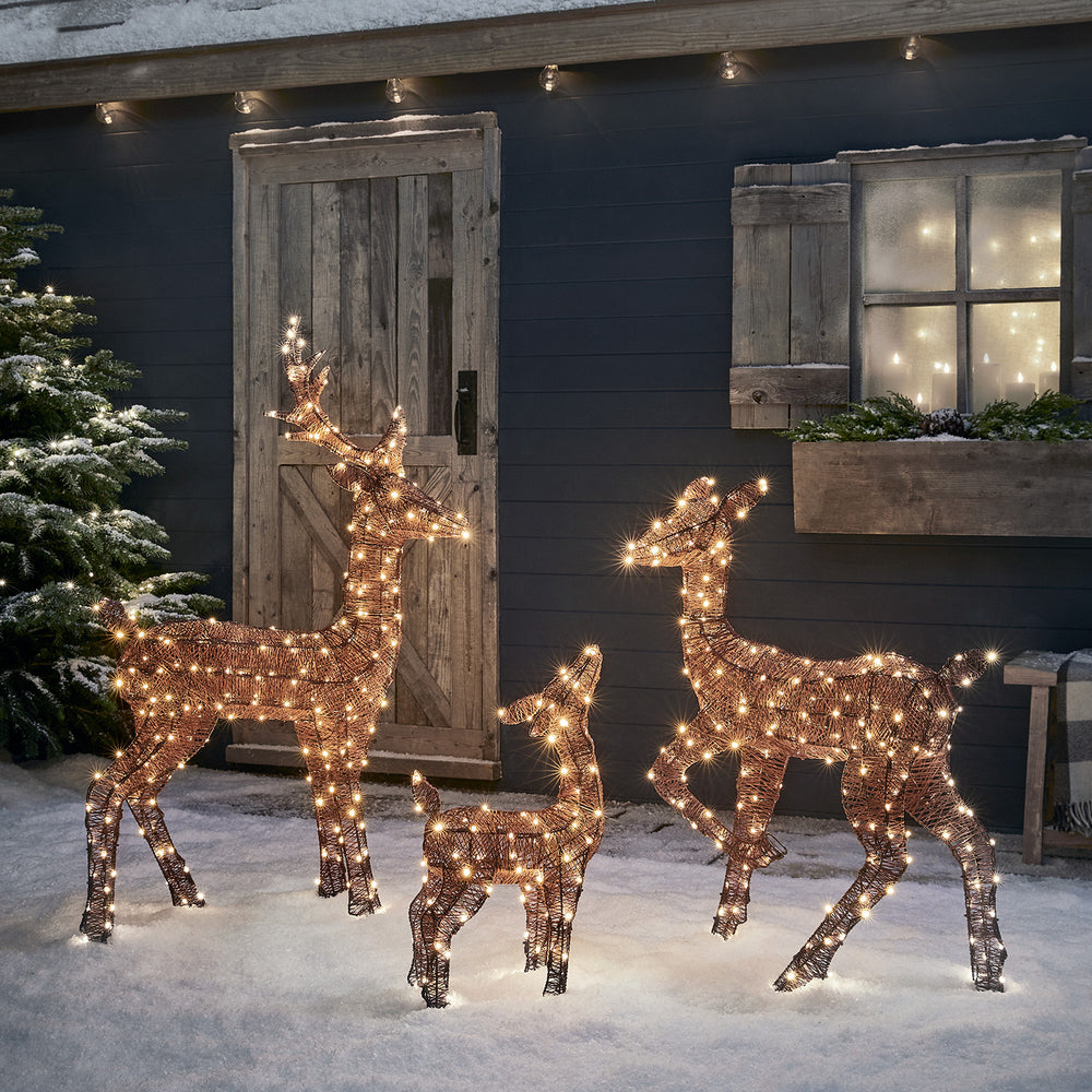 3er Set braune LED-Rentierfamilie Harewood