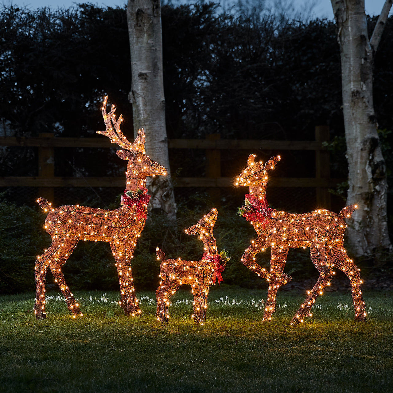 3er Set braune LED-Rentierfamilie Harewood