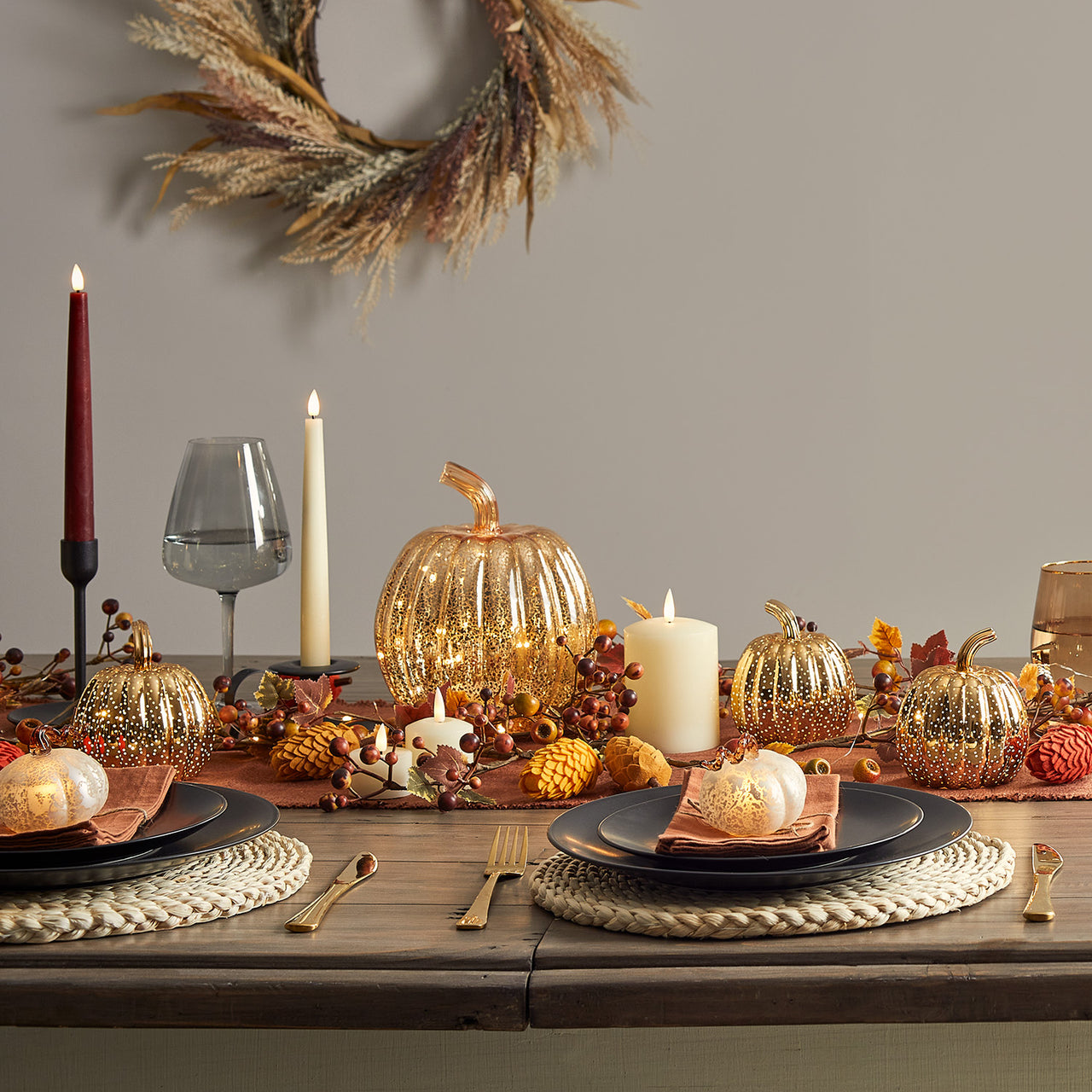 6er Set TruGlow® LED Stabkerzen Echtwachs Herbst mit Fernbedienung