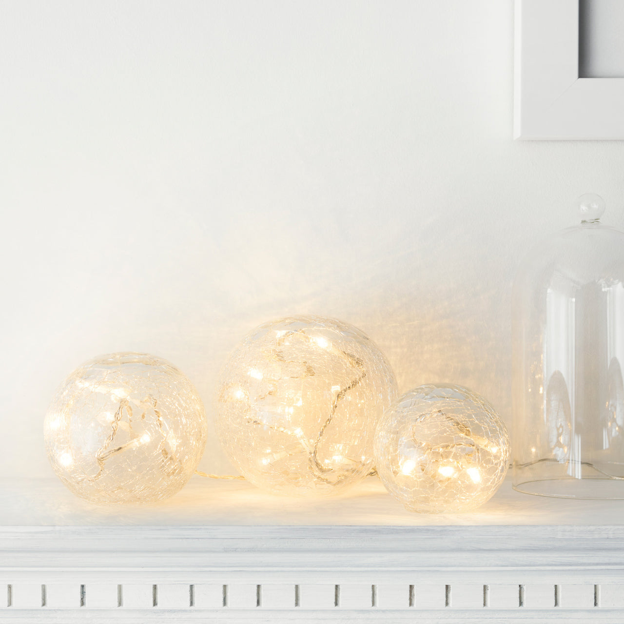 3er Set LED Glaskugeln warmweiß Batterie