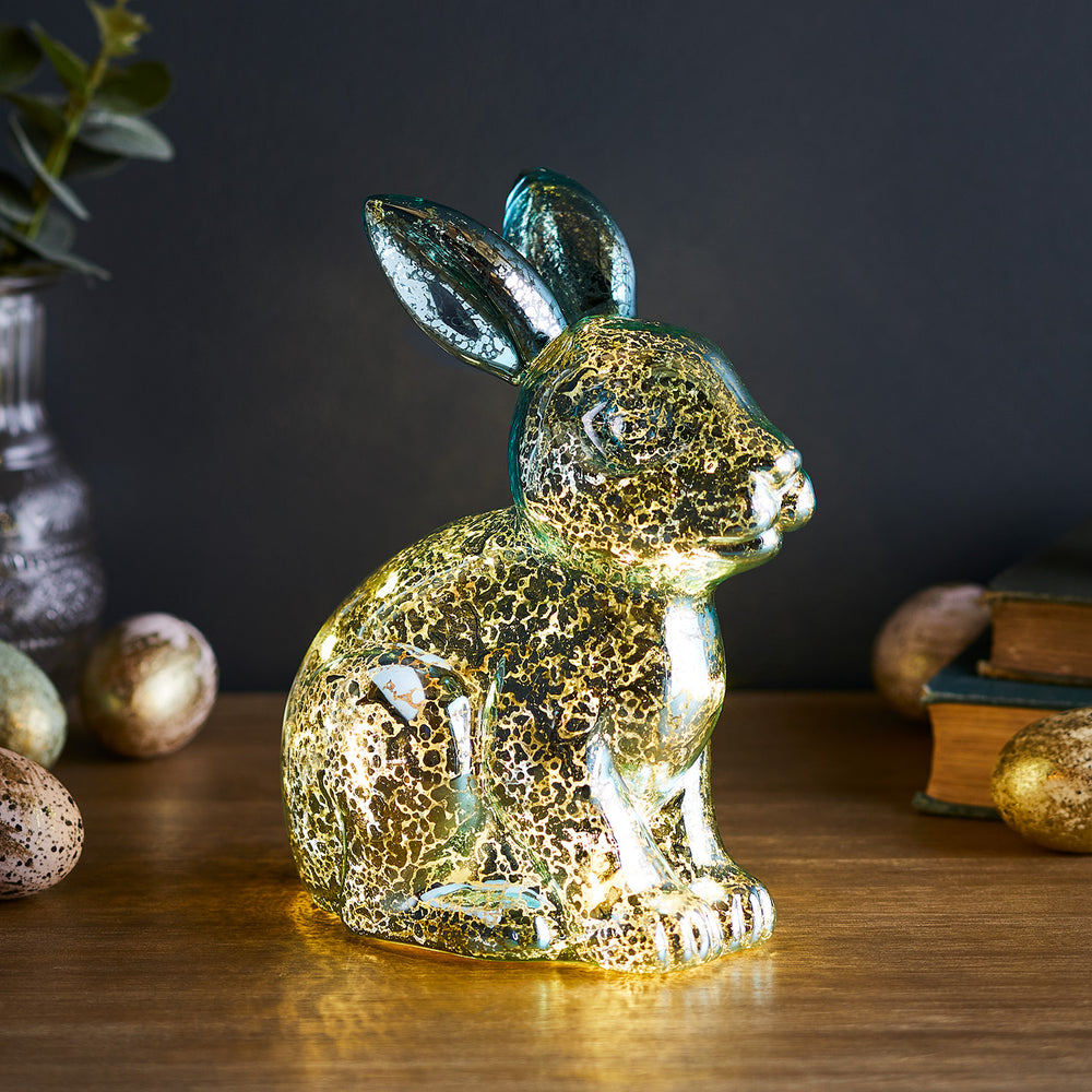 LED Osterdeko Hase aus Glas