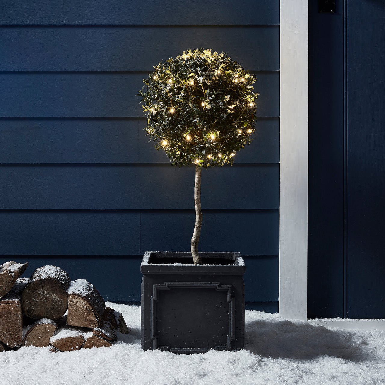 50er LED Batterie Lichterkette Außen warmweiß transparentes Kabel