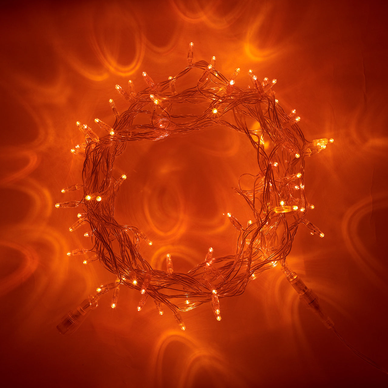 100er LED Lichterkette Orange Transparentes Kabel Koppelbar 10m