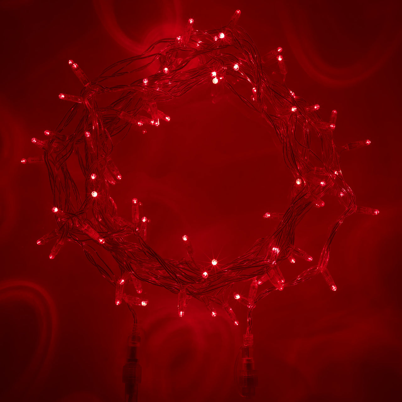 100er LED Lichterkette rot transparentes Kabel koppelbar 10m