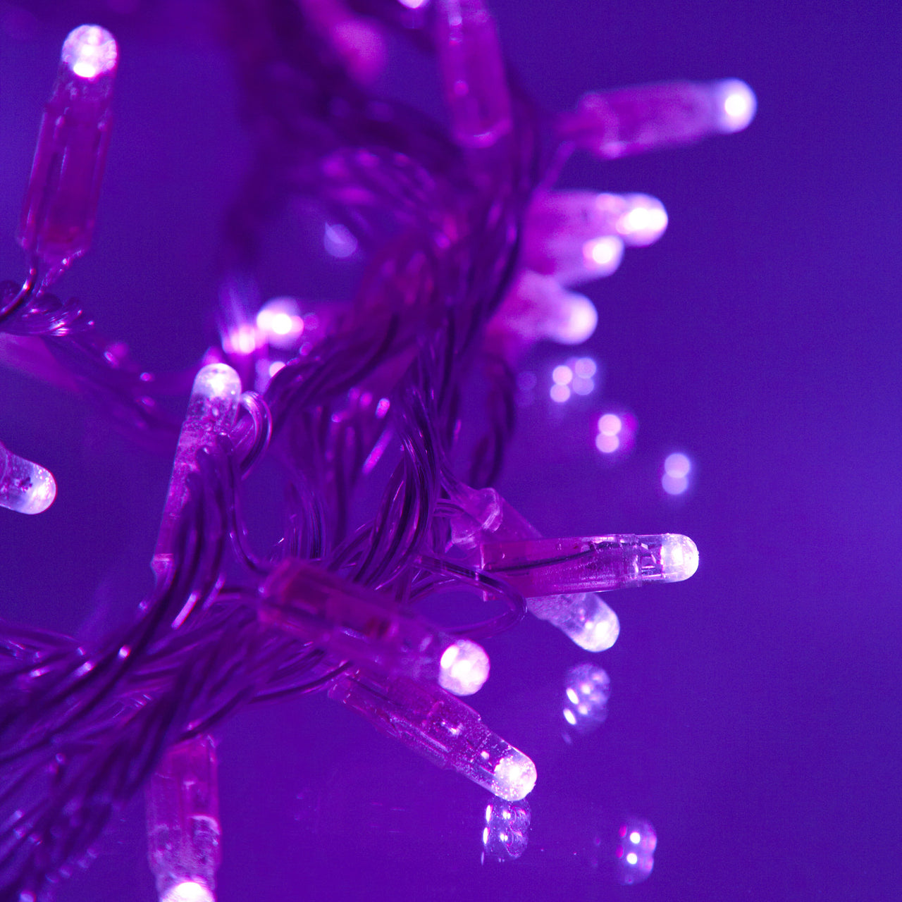 100er LED Lichterkette lila transparentes Kabel koppelbar 10m