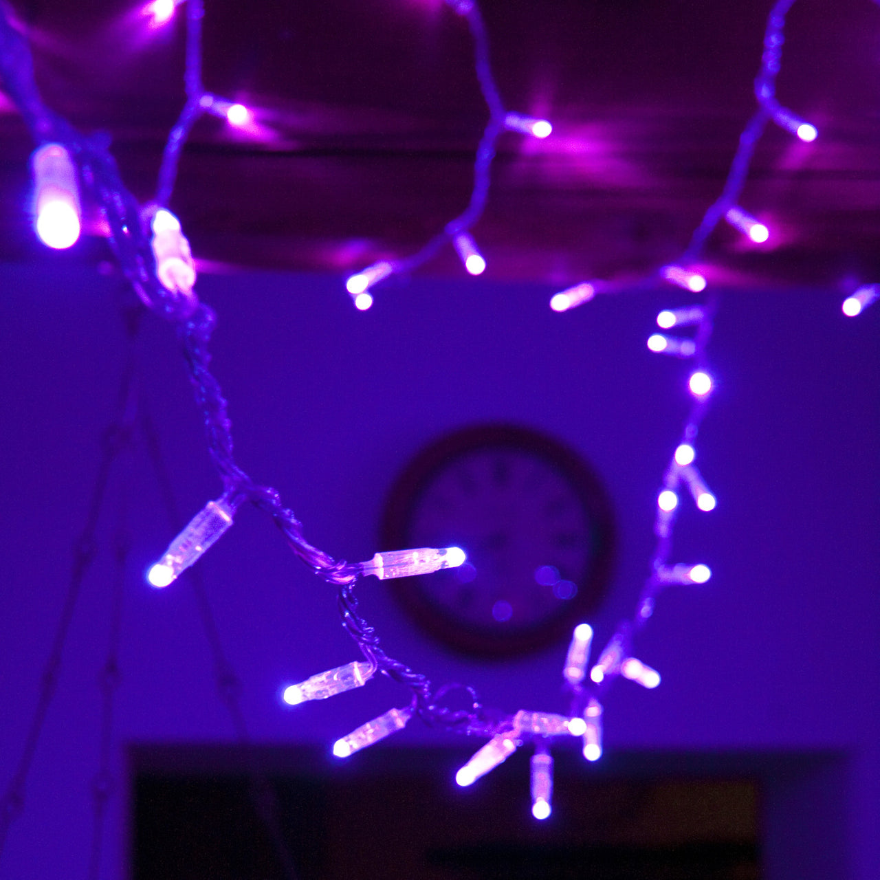 100er LED Lichterkette lila transparentes Kabel koppelbar 10m