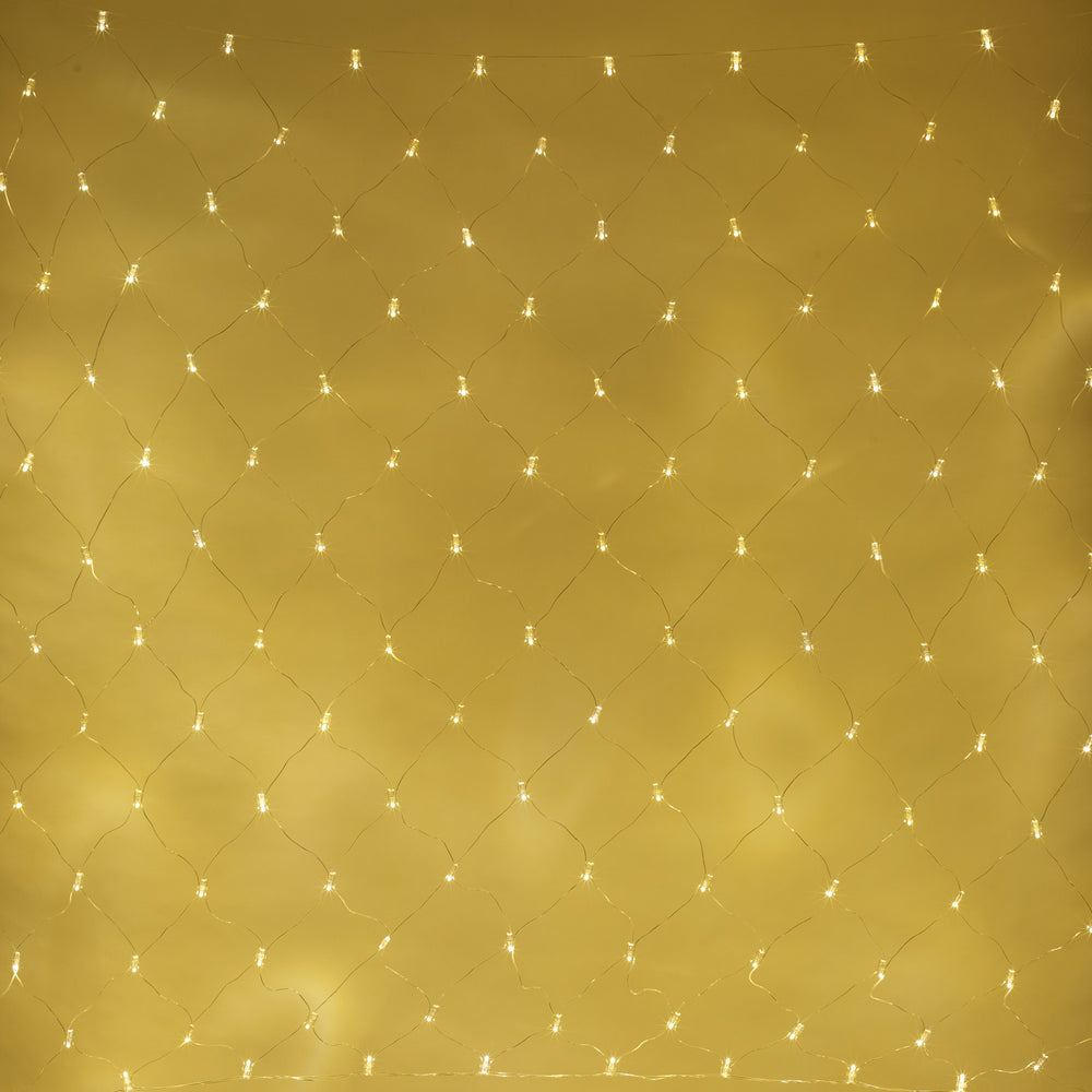 140er LED Lichternetz Warmweiß Transparentes Kabel Koppelbar 2 x 2m