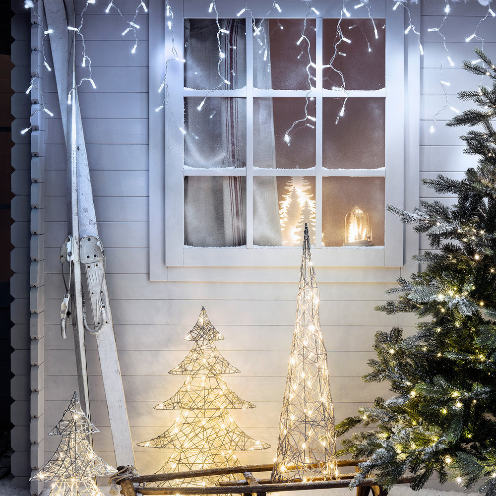 64er Eiszapfen Lichterkette Weiß koppelbar 2m