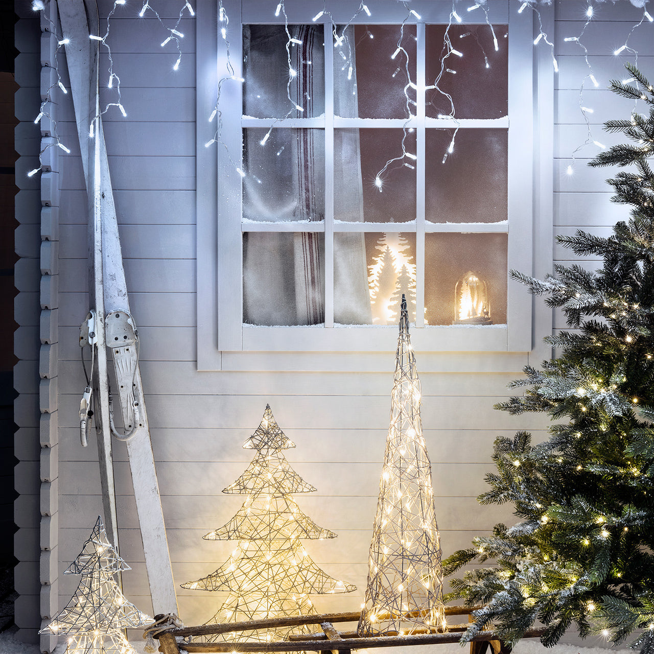 64er Eiszapfen Lichterkette Weiß koppelbar 2m