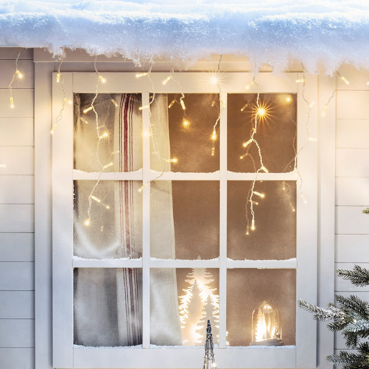 Core Connect 4m 128er LED Eiszapfen Lichterkette warmweiß koppelbar transparentes Kabel