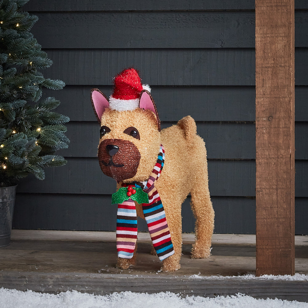 LED Weihnachtsfigur außen Bulldogge