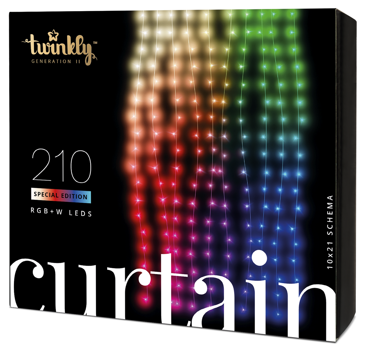 Twinkly 2,1m smarter Lichtervorhang Bunt und Weiß Edition mit 210 LEDs