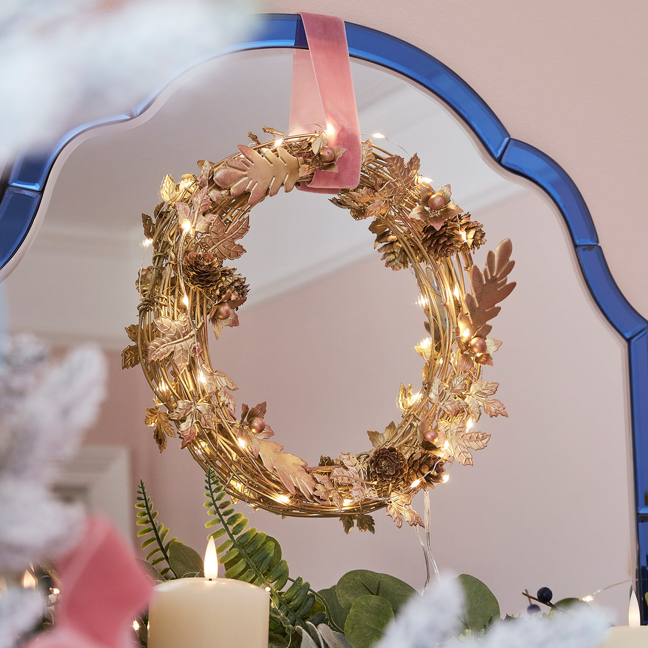 33cm Weihnachtskranz goldene Blätter