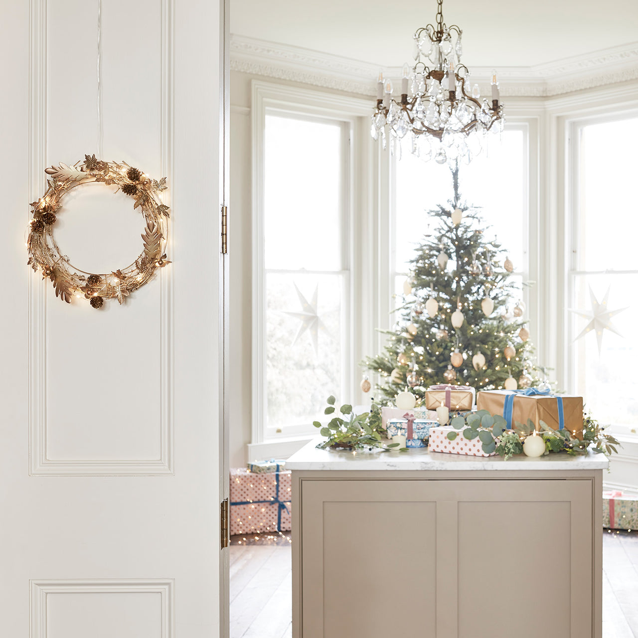 33cm Weihnachtskranz goldene Blätter