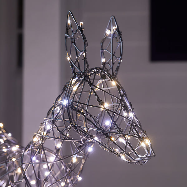2er Set springende LED-Rentier Hirschkuh & Rehkitz L Harlow