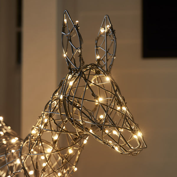 2er Set springende LED-Rentier Hirschkuh & Rehkitz L Harlow