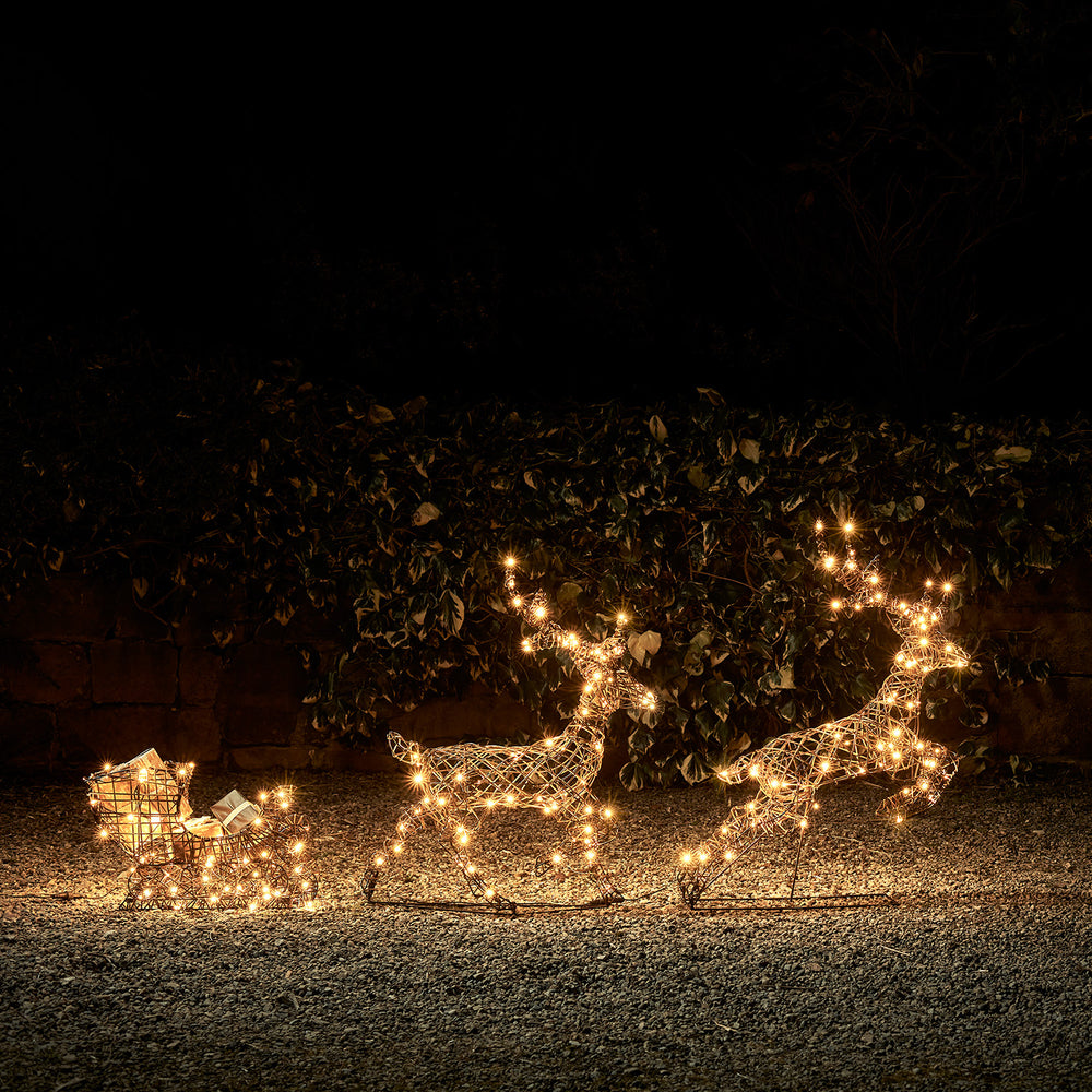 LED-Rentiere mit Schlitten Studley
